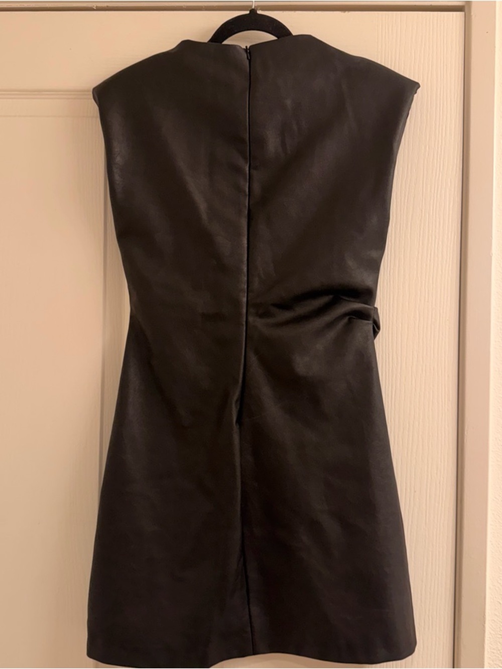 Zara Black Faux-Leather Draped Mini Dress - Picture 3 of 7